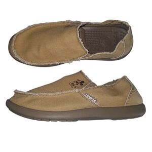 CROCS Mickey Mouse Khaki Canvas Slip On Frayed Loafer Men's 12